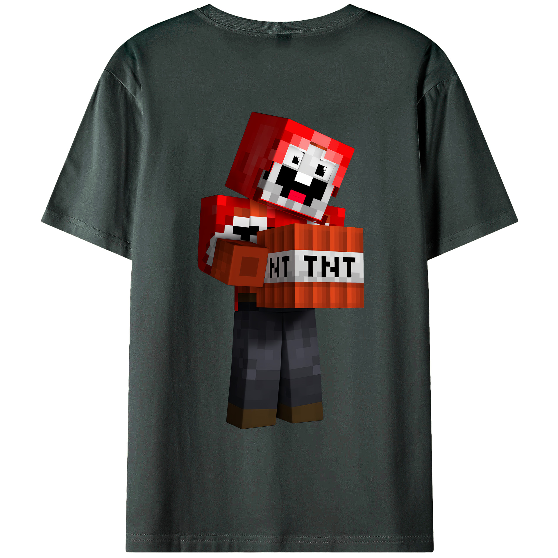 （画像用） マインクラフト ブロックの世界 Minecraft MC Block world 綿100％ メンズ半袖Tシャツ（バックプリント） 通気性